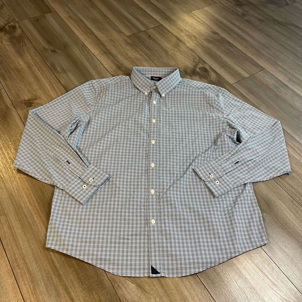 UnTuckit Navy‎ Plaid Casual Buttonup Men XL Bin L-26